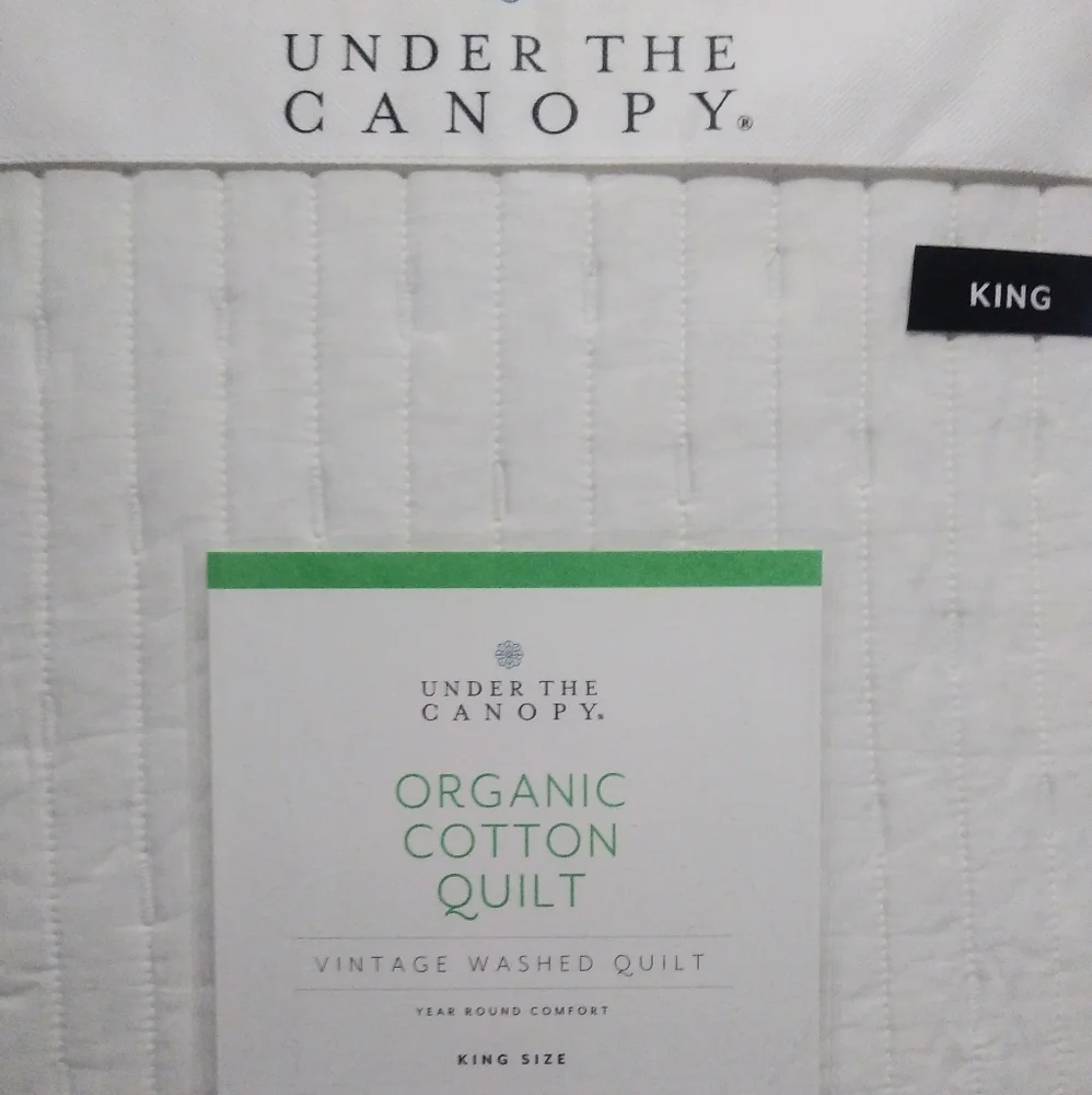 New Under The Canopy Organic cotton king size Essential Dash Quilt color white